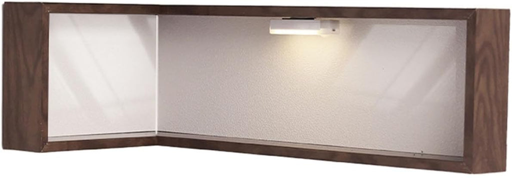 Wall Mounted Corner Shelf - Floating Shelves Save Space with Light Corner Display Shelf Stand Dustproof Storage, Heavy Duty Floating Shelves with LED Lights