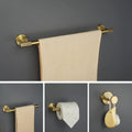 Brushed Gold Bathroom Accessories Set Toilet Tissue Roll Paper Holder Towel Rack Bar Rail Ring Robe Clothes Hook Hardware,4 Pieces Set