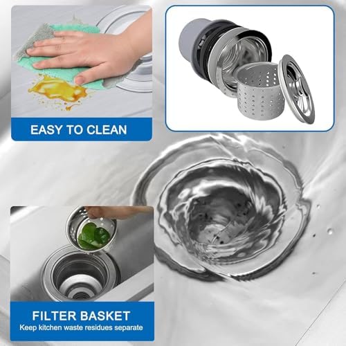 Freestanding Utility Sink,Freestanding Stainless Steel Sink,Large Kitchen Sink with Workbench, Outdoor Single Bowl Sink Mobiles Camping Commercial Sink with(Hot Cold Style-38x33x82cm