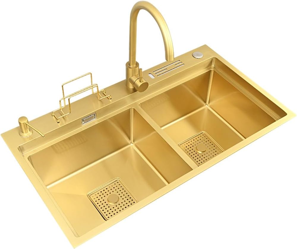 Single Bowl Stainless Steel Double Bowl Sink Multifunctional Large Size Sink Hotel Commercial Sink Kitchen Household Dishwashibasin (78 * 46 * 24Cm