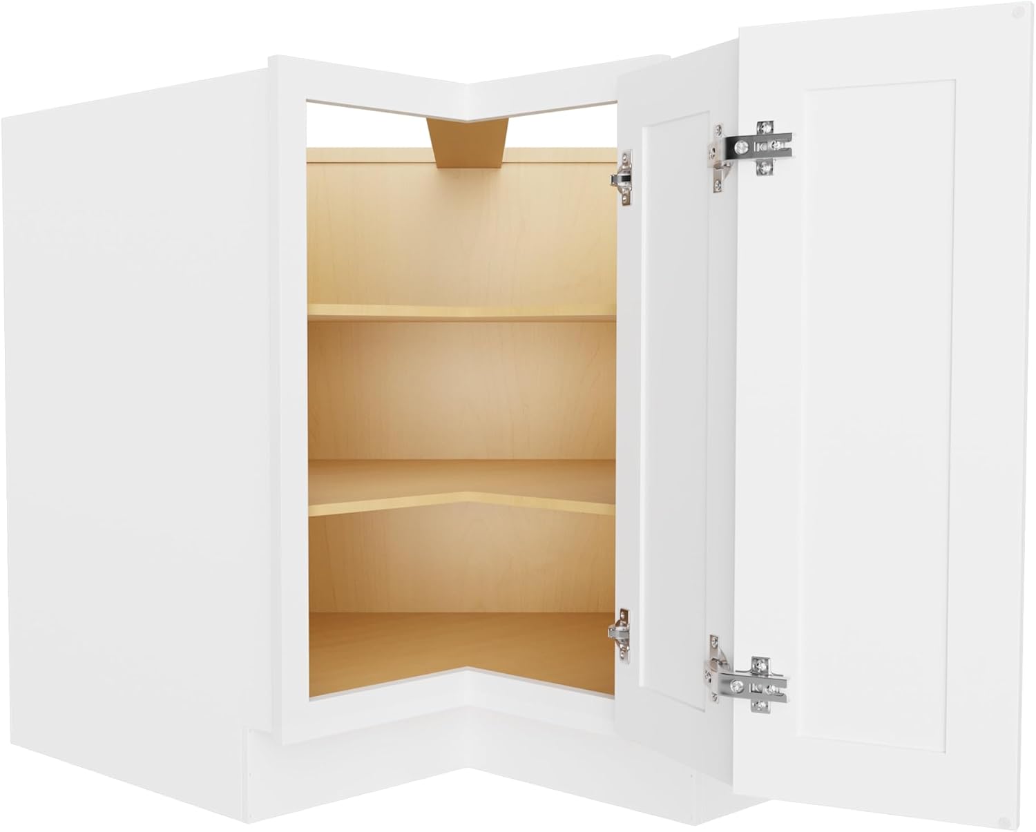 Furinno Shaker EZ Reach Base Corner Diagonal Kitchen Cabinet, Ready to Assemble, 24 D x 33 W x 34.5 H, White