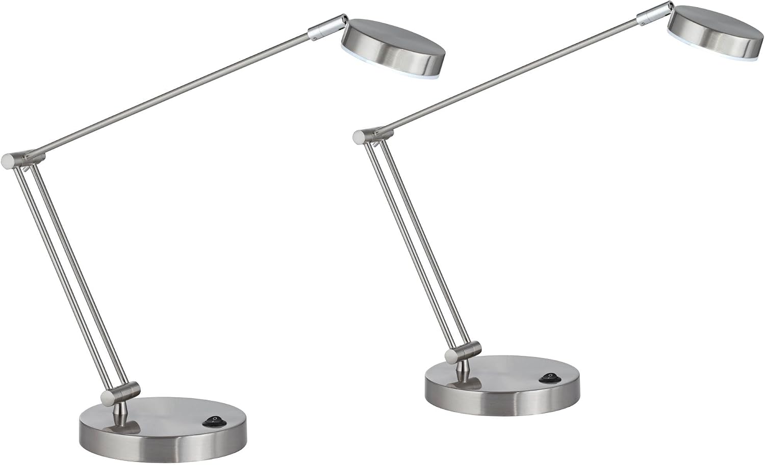 360 Lighting Jarrett 19' High Small Modern Desk Lamps Set of 2 Adjustable LED Silver Satin Nickel Finish Metal Shade Home Office Living Room Bedroom Bedside Nightstand House Reading Kitchen