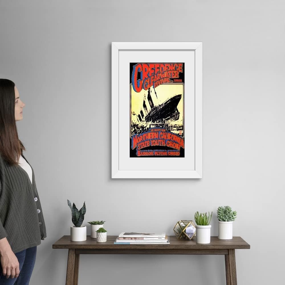GREATBIGCANVAS Creedence Clearwater Revival Poster White Framed Wall Art Print, Classic Rock Artwork