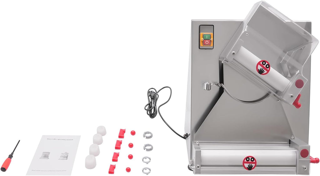 Pizza Press Dough Roller Sheeter,4-12' Commercial Electric Automatic Pizza Making Rolling Machine,Adjustable Thickness Heavy Duty Pasta Maker for Various Types of Dough (4-12in)