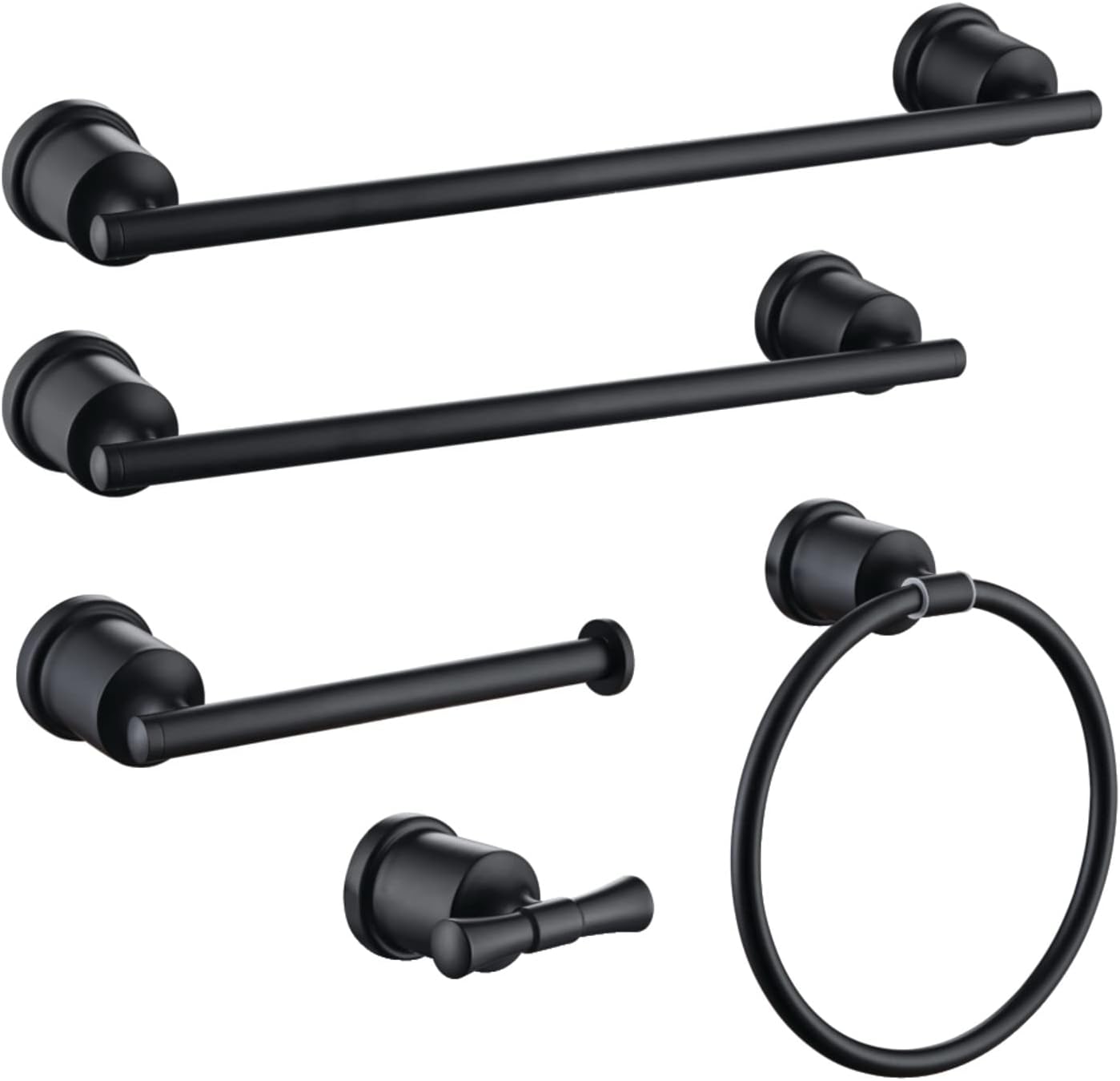 Kingston Brass BAHK9112478MB Mathsson 5-Piece 18-Inch and 24-Inch Towel Bars Bathroom Accessory Set in Matte Black