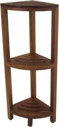 AquaTeak Patented Kai Corner 3 Shelf Corner Stand with Square Legs