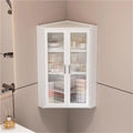 3-Tier Wall Mounted Bathroom Organizer, Hanging Storage Cabinet with Acrylic Doors, Modern Minimalist Floating Shelves, Stylish Corner Shelf for Kitchen, Bathroom(38cm-15in)