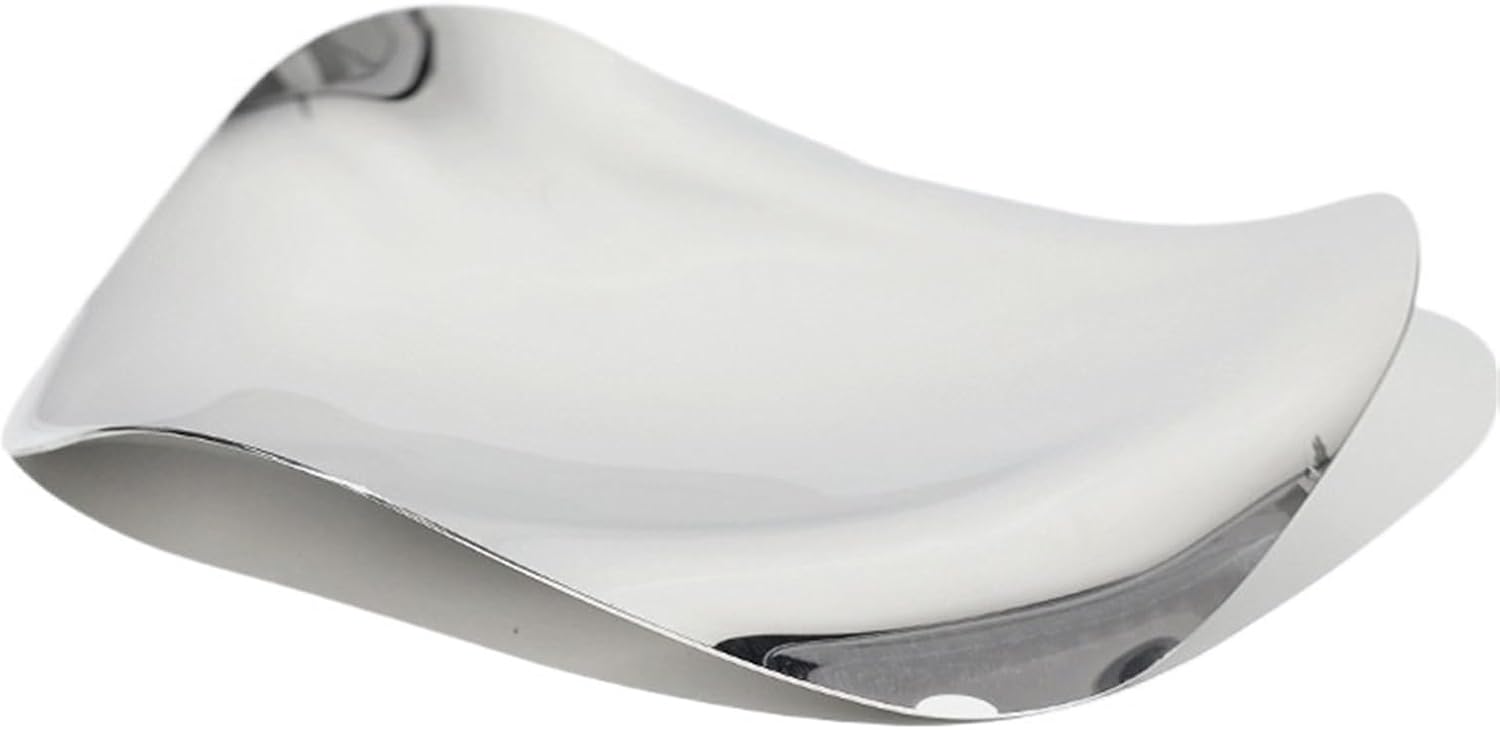 Wave Decoration Bowl Tray, Silver Stainless Steel Candy Dish - Creative Fruit Dessert Plate, Modern Home Table Decoration(Large)
