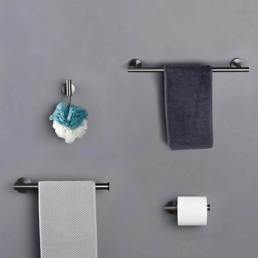 Bathroom Accessories Sets Matte Black Gunmetal Chrome Brushed Gold Robe Hook Towel Bar Paper Holder Stainless Steel,4,Piece Set Gun Gray