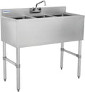 Kratos Commercial Restaurant Sink, 3 Bowl Underbar Compartment Sink with Faucet - 38.5'x18.75' (29N-118)
