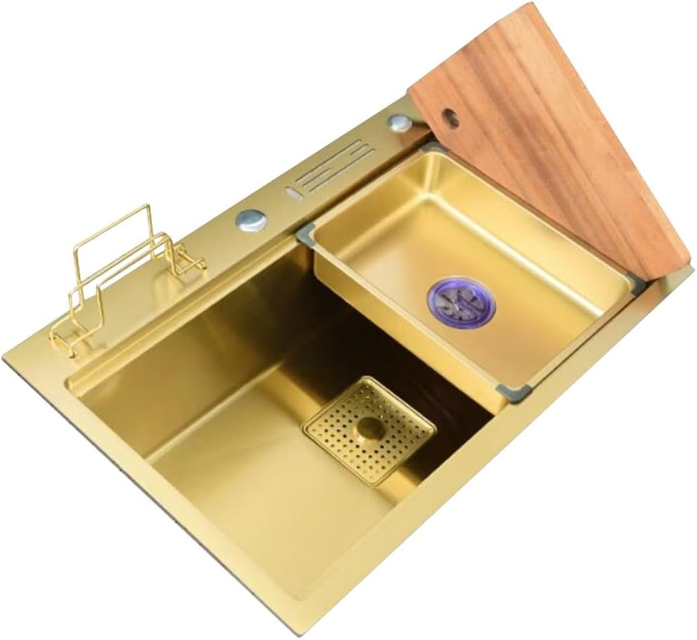 Kitchen Sinks, Single Bowl Beautiful and Stainless Steel Sink Bar Counter Single Bowl Sink Bare Sink (75 * 46 * 22Cm