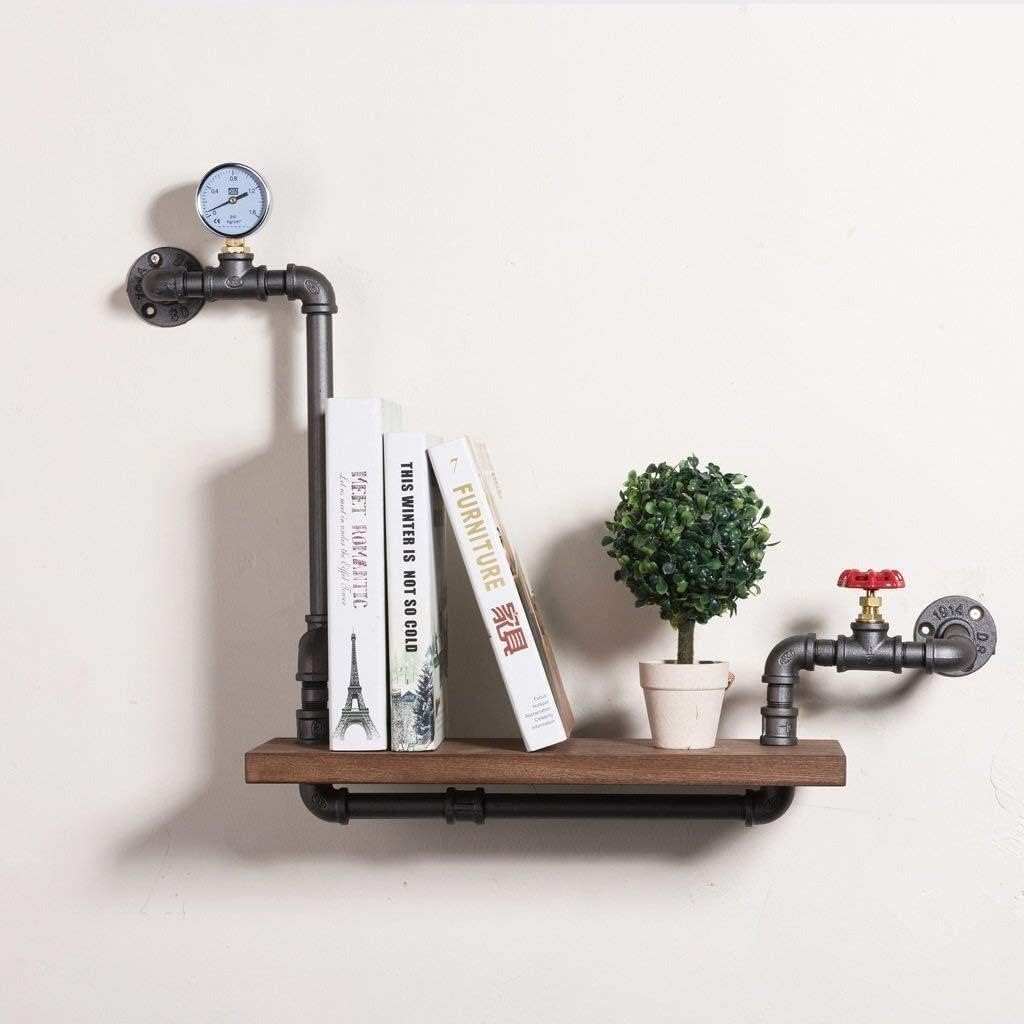 Floating Shelves for Wall Floating Shelves Rustic Corner Floating Shelves - Industrial Pipe Shelf with Towel Bar Bathroom Shelves Wall Mounted with Metal and Re