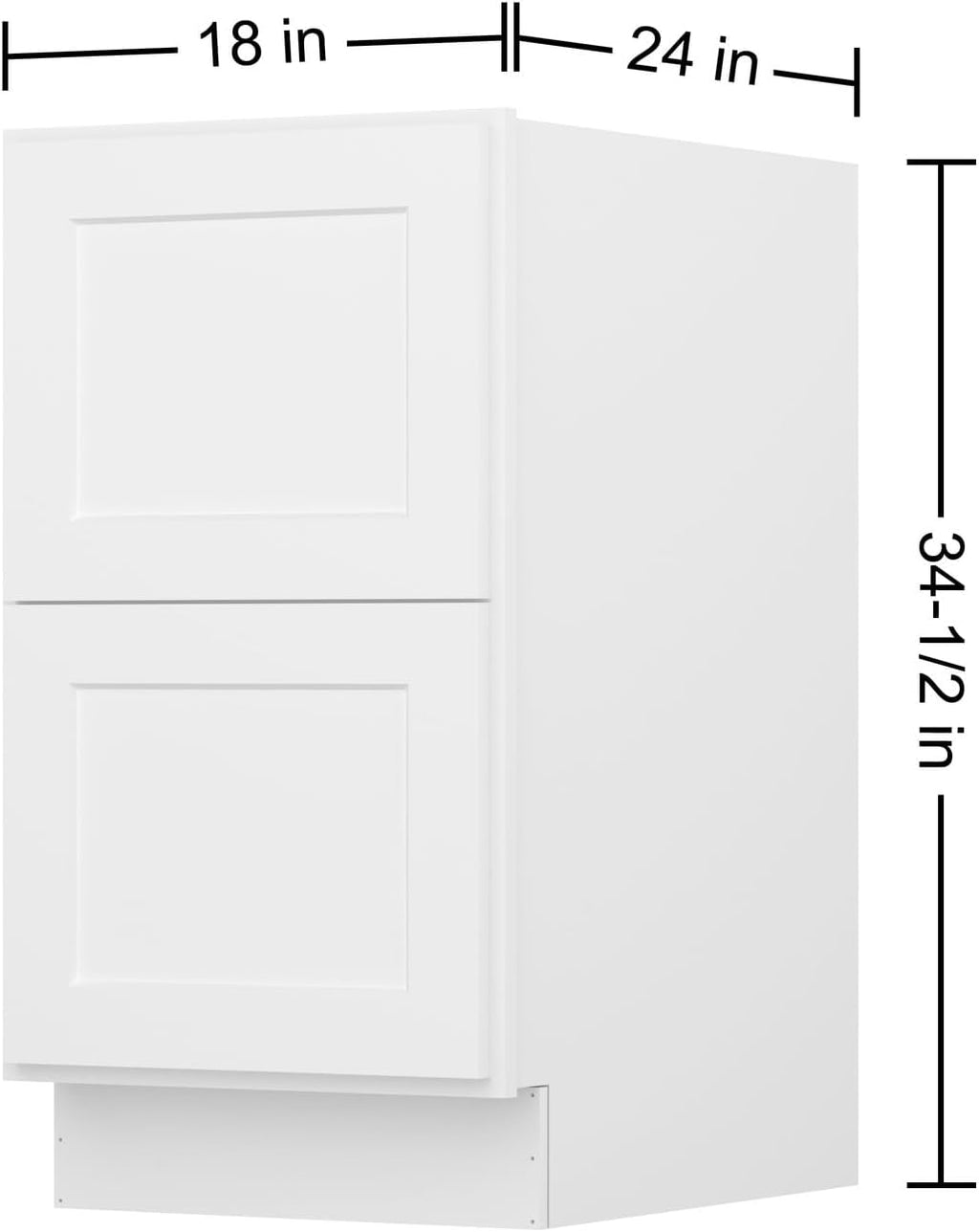 Furinno Shaker Drawer Base Kitchen Cabinet with 2-Drawers, Ready to Assemble, 24 D x 18 W x 34.5 H, White