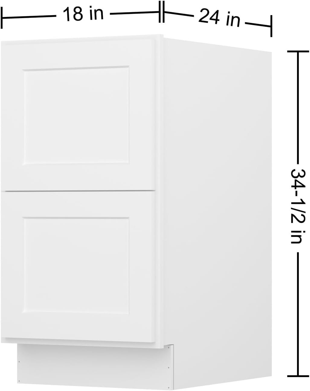 Furinno Shaker Drawer Base Kitchen Cabinet with 2-Drawers, Ready to Assemble, 24 D x 18 W x 34.5 H, White