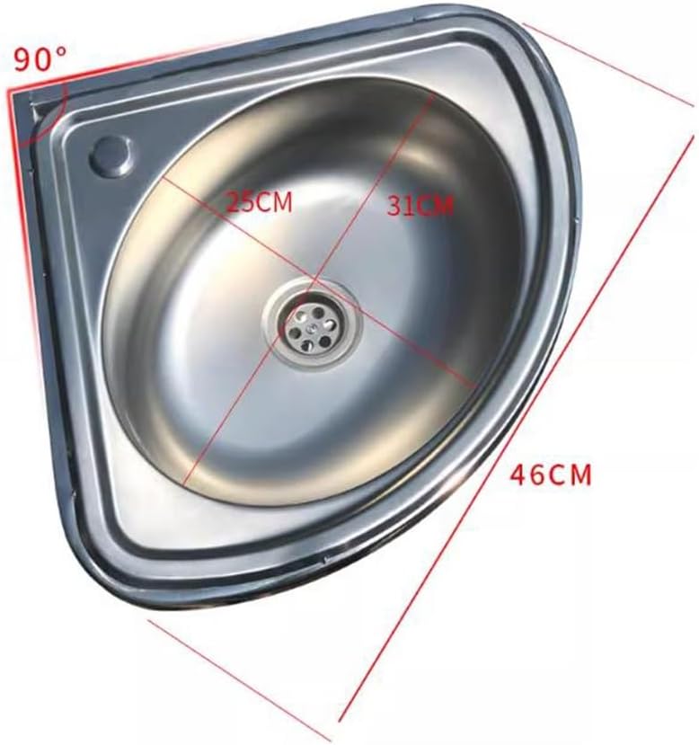 Free Standing Kitchen Sink, Triangular Stainless Steel Sink, Utility Single Bowl Sink with Bracket and Drain Kit, Easy to Clean, for Indoor Garage Backyard,Silvera-46x41x75cm