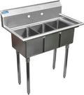36' 3 Compartment Stainless Steel Utility Sink – Bowl Size 10' x 14' x 10' | NSF Certified Commercial Kitchen Prep Sink