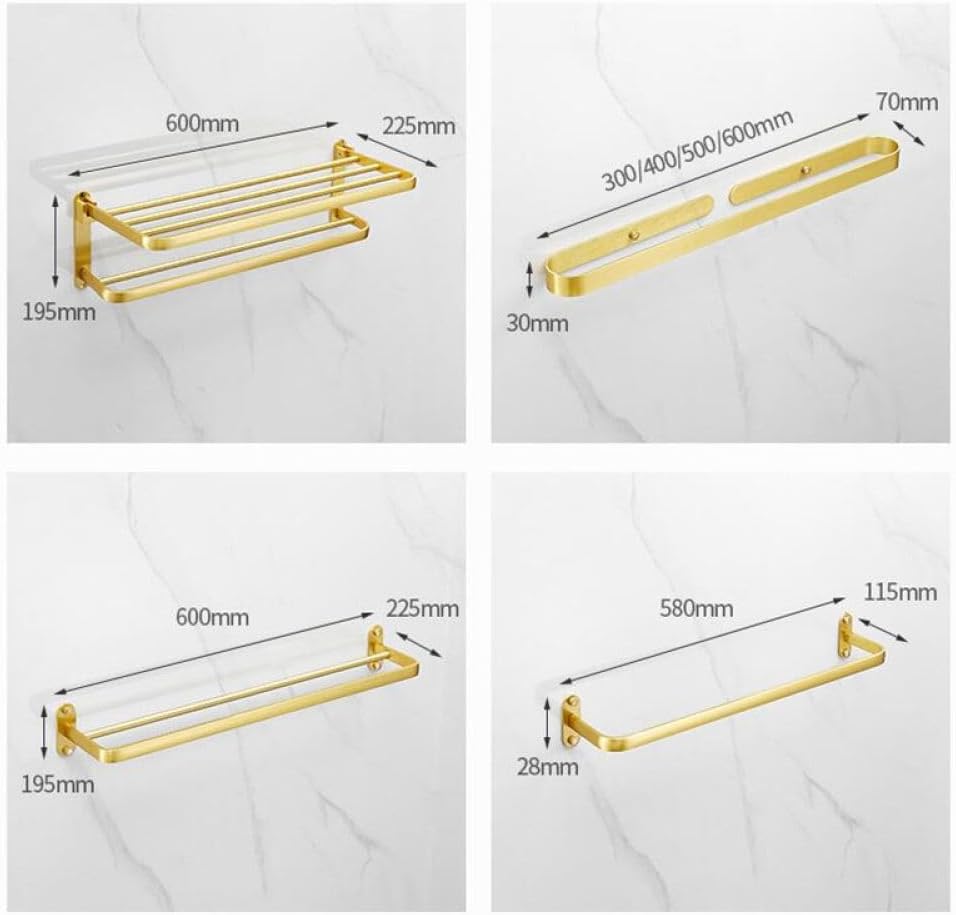 Bathroom Accessories Set Brushed Gold Corner Shelf,Towel Rack,Towel Hanger Paper Holder,Toilet Brush Holder Bath Hardware Sets,Double Towel Bar