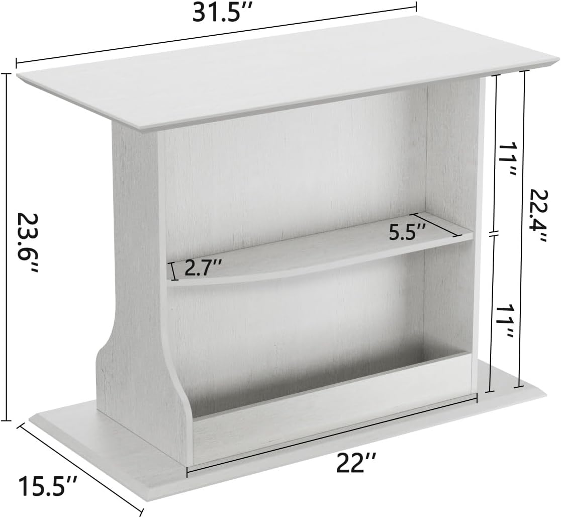 HIFYOBRO Set of 2 Skinny Side Table for Small Spaces, 24' Tall 3-Tier Slim End Table with Double-Sided Storage, Rustic White Narrow Sofa Side Table for Living Room Bedroom Office