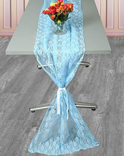 VDS Table Runner Lace Runner for Wedding Reception Party Table Decoration 27 x120 Inch (Pack of 15 Babay Blue)