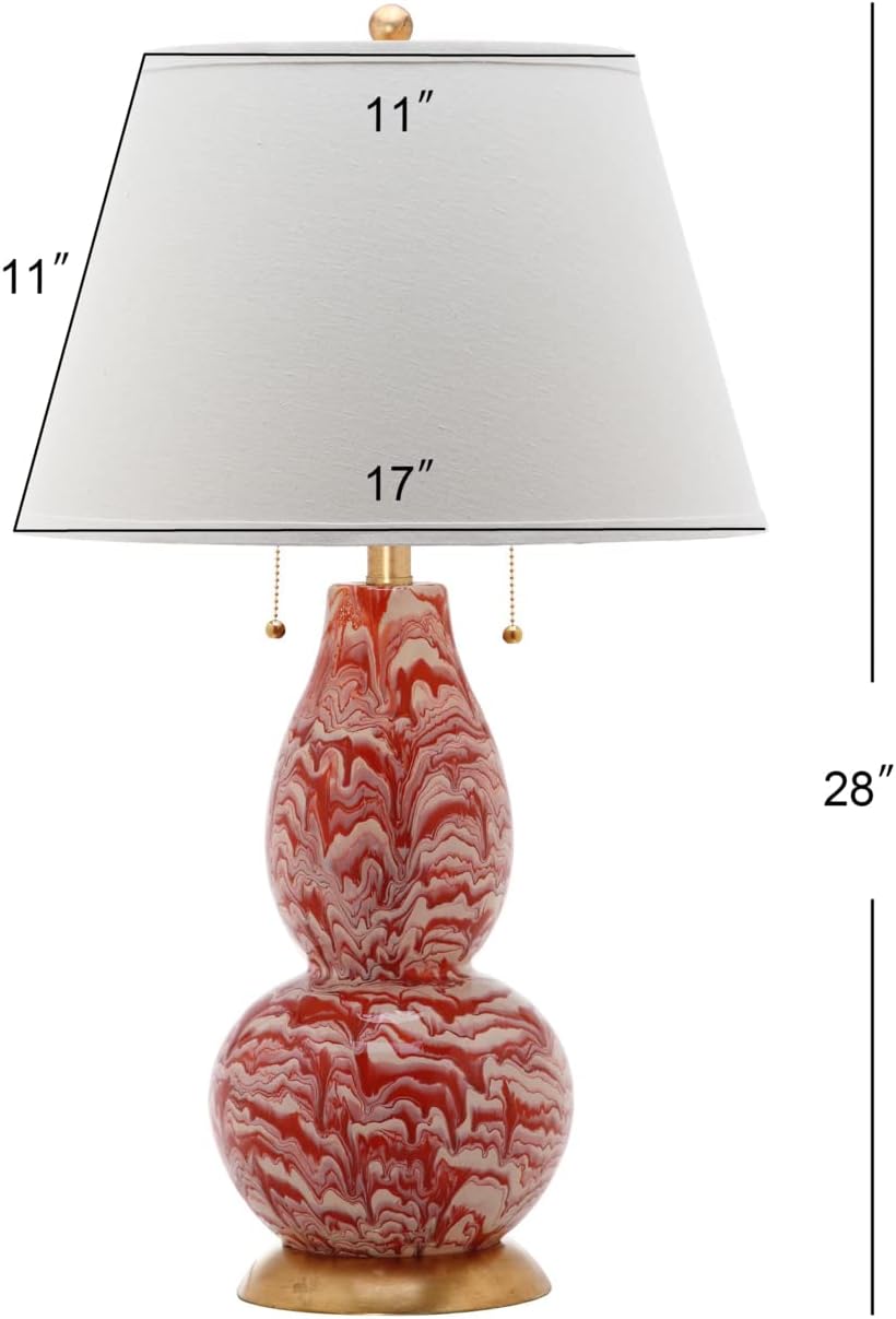 SAFAVIEH Lighting Collection Modern Swirls Orange/ White 29-inch Bedroom Living Room Home Office Desk Nightstand Table Lamp Set of 2 (LED Bulbs Included)