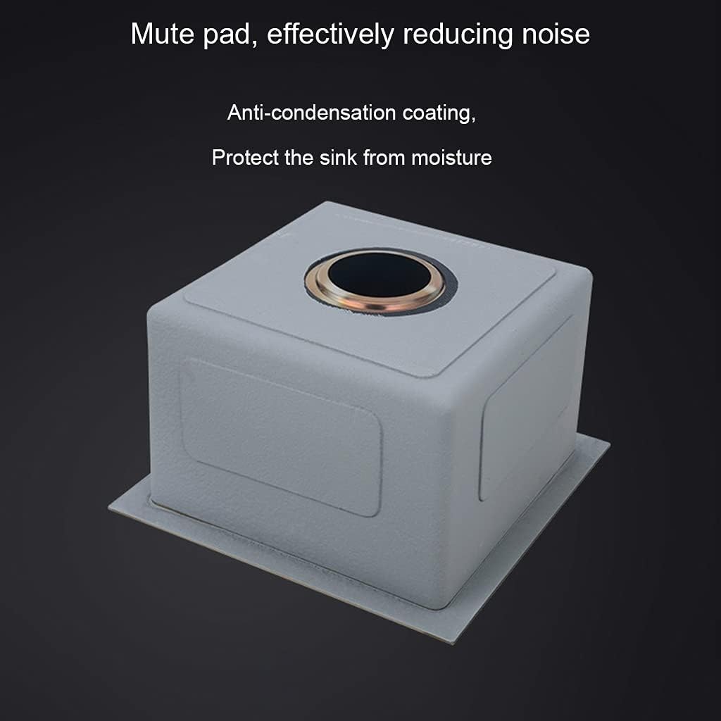 Kitchen Single Bowl Sink Golden Bar Counter Square Sink 304 Stainless Steel Bathroom Sink with Drain Pipe Drop-in Or Undermount (Gold-45×40cm