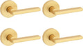 Kwikset Casey Interior Passage Door Handle, Lever for Closet and Hallway Doors, Reversible Non-Locking Handle Lever, Satin Brass 4 Pack