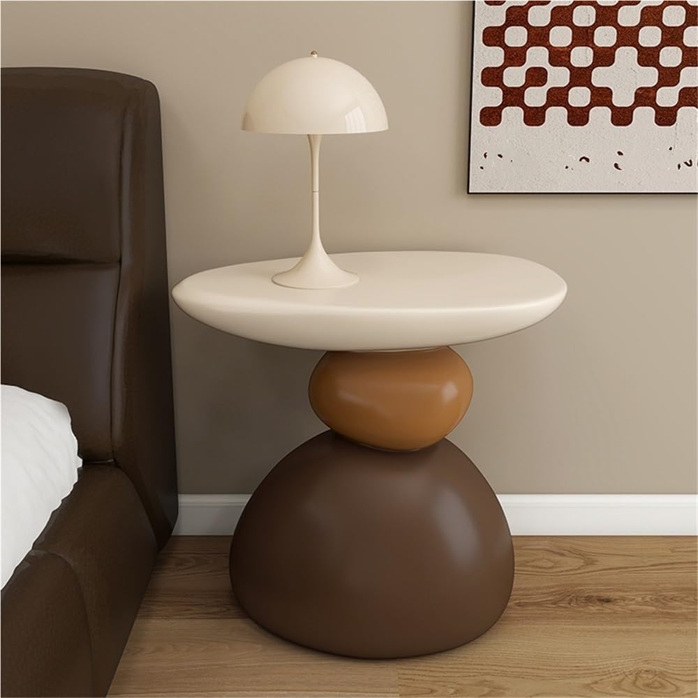 Modern Resin Bedside Table, Decorative Nightstand, Sofa Side Table, Modern Coffee Table, Suitable for Bedroom, Living Room, Balcony(White)