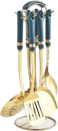 Spoons for Cooking Spatulas Cooking Utensils Cookware Dining Gadgets Sets 7 Pieces Gadgets Stainless Steel Ceramic Kitchen Tools (Blue)
