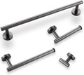 Bathroom Accessories Sets Matte Black Gunmetal Chrome Brushed Gold Robe Hook Towel Bar Paper Holder Stainless Steel,4,Piece Set Gun Gray
