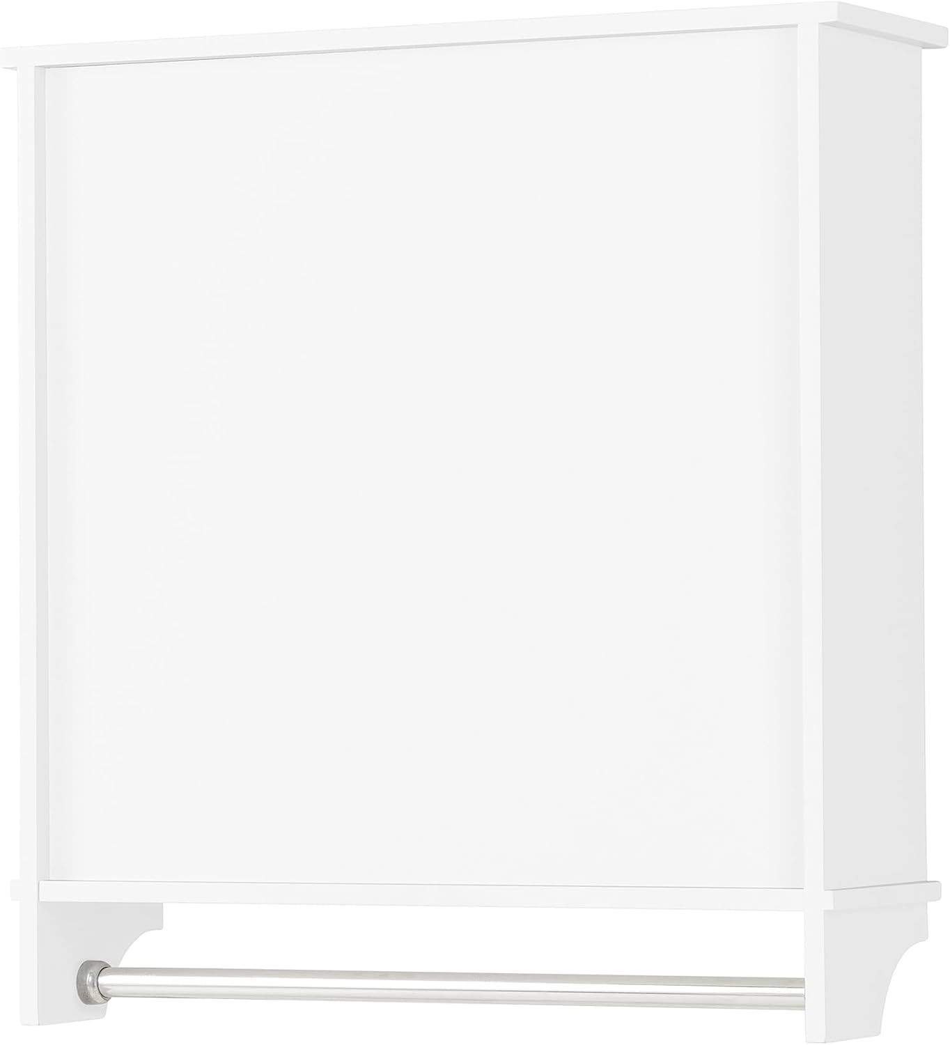 Dover 27' x 29' Wall Mounted Bathroom Storage Cabinet with Shaker Beadboard Doors, Two Adjustable Shelves and a Towel Bar – White Wall Cabinet for Bathroom, Laundry, or Entryway by Alaterre Furniture