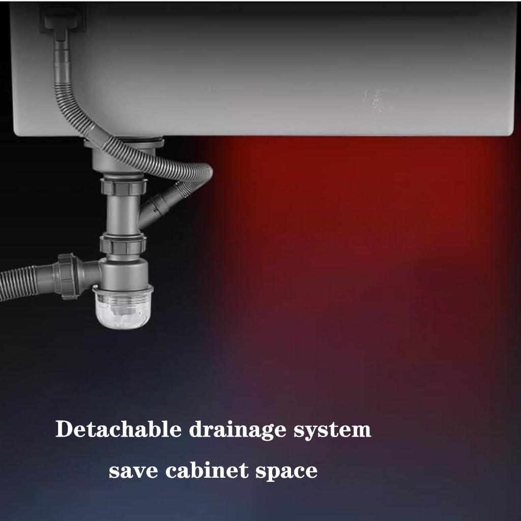 Single Bowl Stainless Steel Overmount Sink Large Size Single Bowl Sink Kitchen Multifunctional Vegetable Sink Embedded Siphon Sink (75 * 46 * 22Cm