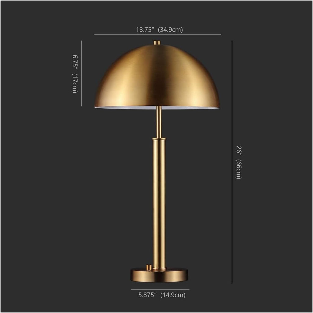 SAFAVIEH Couture Lighting Collection Harvey Modern Metal Dome Gold 26-inch Bedroom Living Room Home Office Desk Nightstand Table Lamp (LED Bulb Included)