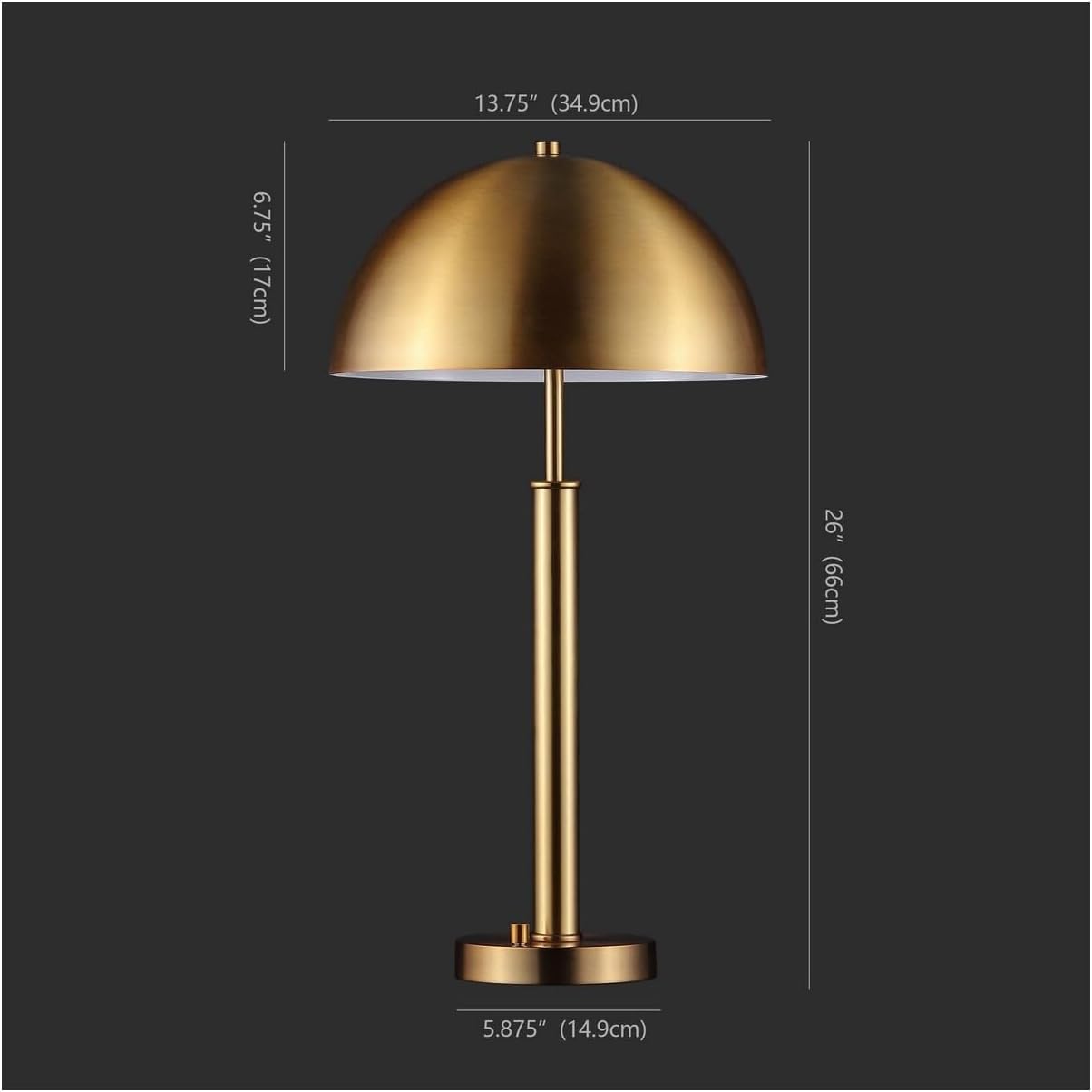 SAFAVIEH Couture Lighting Collection Harvey Modern Metal Dome Gold 26-inch Bedroom Living Room Home Office Desk Nightstand Table Lamp (LED Bulb Included)