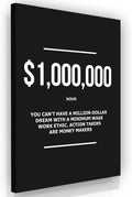 SuccessHunters 1 Million Dollar Definition Wall Art Motivational Office Decor Millionaire Canvas Print, Money Modern Art Print, $1,000,000 Financial Artwork, Money Never Sleeps Canvas(40' x 30' in)