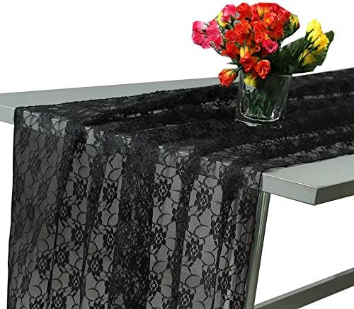 VDS Table Runner Lace Runner for Wedding Reception Party Table Decoration 27 x120 Inch (Pack of 15 Black)