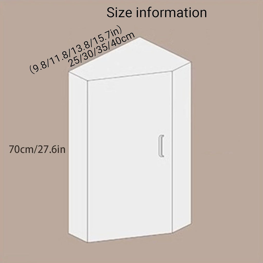 3-Tier Wall Mounted Corner Glass Door Storage Cabinet Bathroom and Kitchen with Door Cabinet Storage Narrow for Bedroom, Living Room, Bathroom, Kitchen(White,30*30*70cm/11.8*11.8*27.6in)