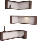 Wall Mounted Corner Shelf - Floating Shelves Save Space with Light Corner Display Shelf Stand Dustproof Storage, Heavy Duty Floating Shelves with LED Lights