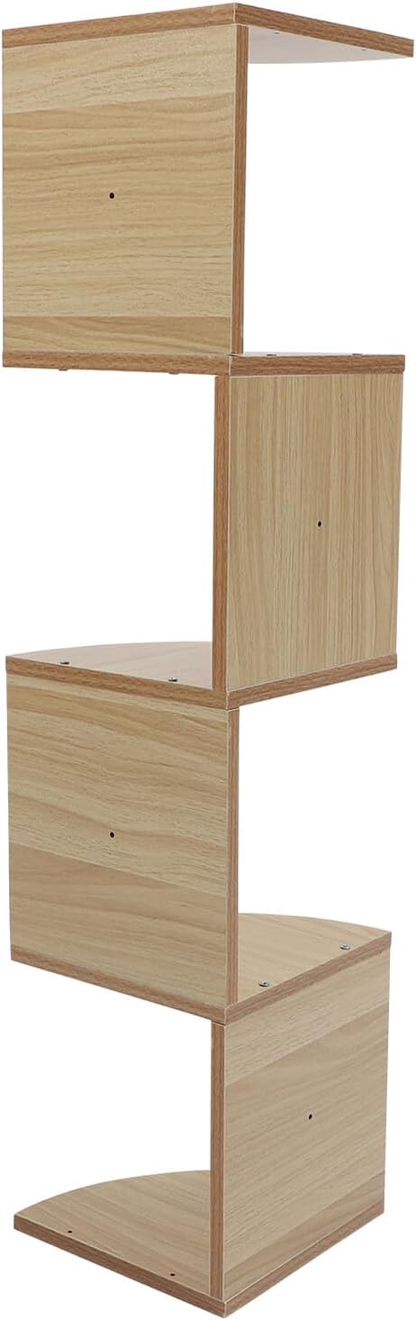 Creative 5-Tier Wooden Wall-Mounted Storage Rack, Light Walnut Corner Floating Shelf, Home Storage Organizer for Living Room and Bedroom Décor