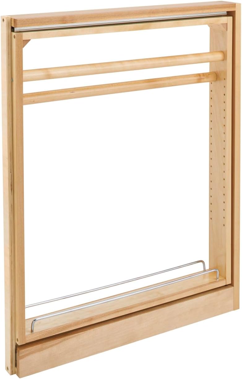 Rev-A-Shelf Wood Base Towel Bar Filler Pullout Organizer for New Kitchen Applications w/BB Soft-Close