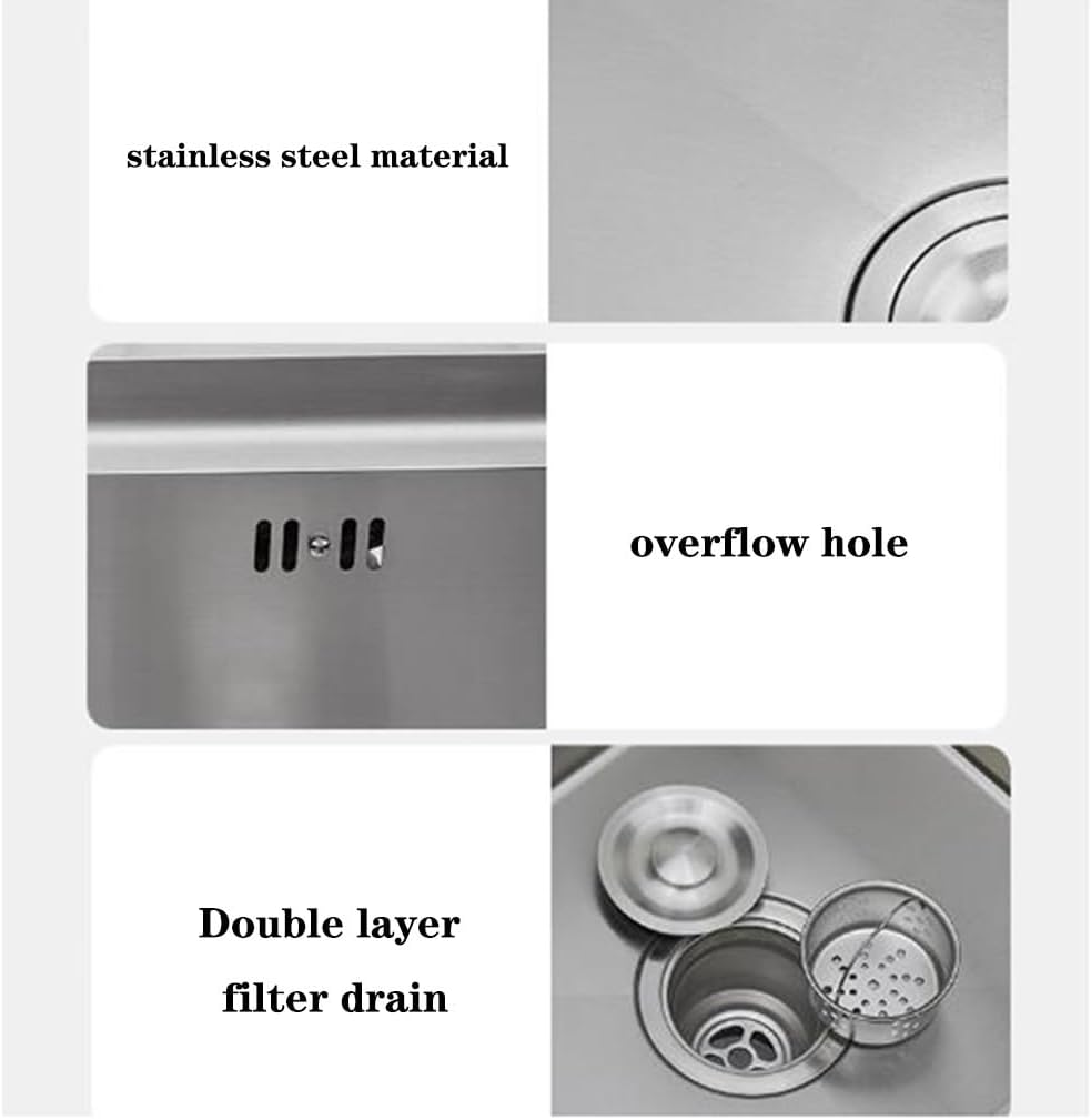 Single Bowl Stainless Steel Sink Large Capacity Double Bowl Sink Bare Tank Household Kitchen Sink Washidishes Sink (82 * 46 * 22Cm