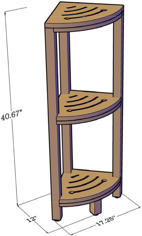 AquaTeak Patented Kai Corner 3 Shelf Corner Stand with Square Legs