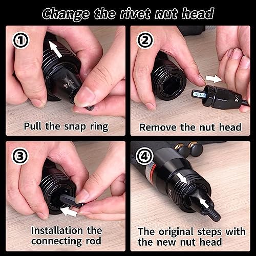 Pneumatic Hydraulic Rivet Nut Gun Pneumatic Riveter Automatic Rivet Nut Gun, Pop Rivet Nut Gun for Body Panels Bicycle Attachments Furniture (M5,M6,M8,M10)