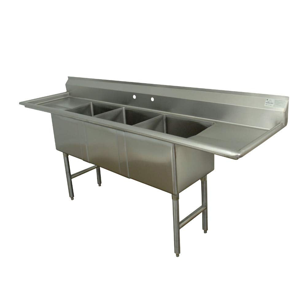 108' x 30' Triple Fabricated Bowl Scullery Sink