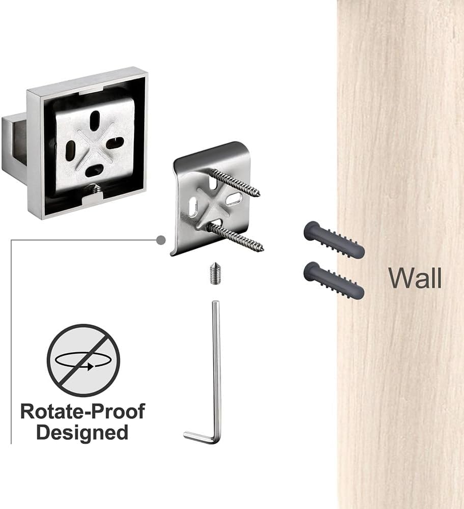 Brushed Nickel Bathroom Accessories Set Wall Mount Bath Shelf Robe Hanger Toilet Paper Holder Towel Bar Rack Stainless Steel,Shelf Paper Holder