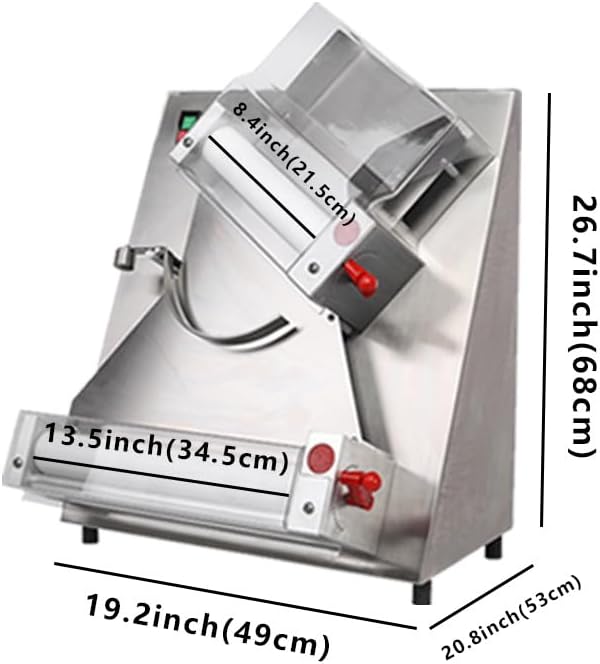 12 inch Dough Sheeter, Commercial Pizza dough roller press, Silver, QMDS-12