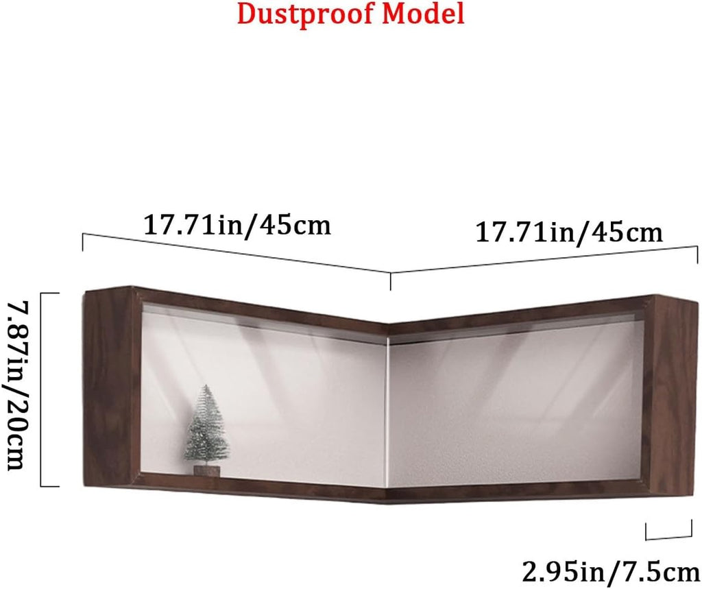 Wall Mounted Corner Shelf - Floating Shelves Save Space with Light Corner Display Shelf Stand Dustproof Storage, Heavy Duty Floating Shelves with LED Lights