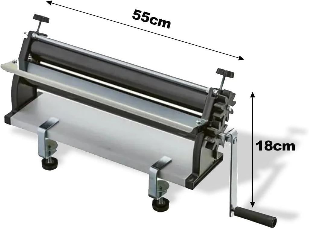 DKN Extra Large NON-STICK Pizza Dough Roller Machine with Hand Crank - Pasta Maker, fondant roller, Dough Sheeter Features Thickness Control and a large feeder - Solid Steel and Aluminum Construction