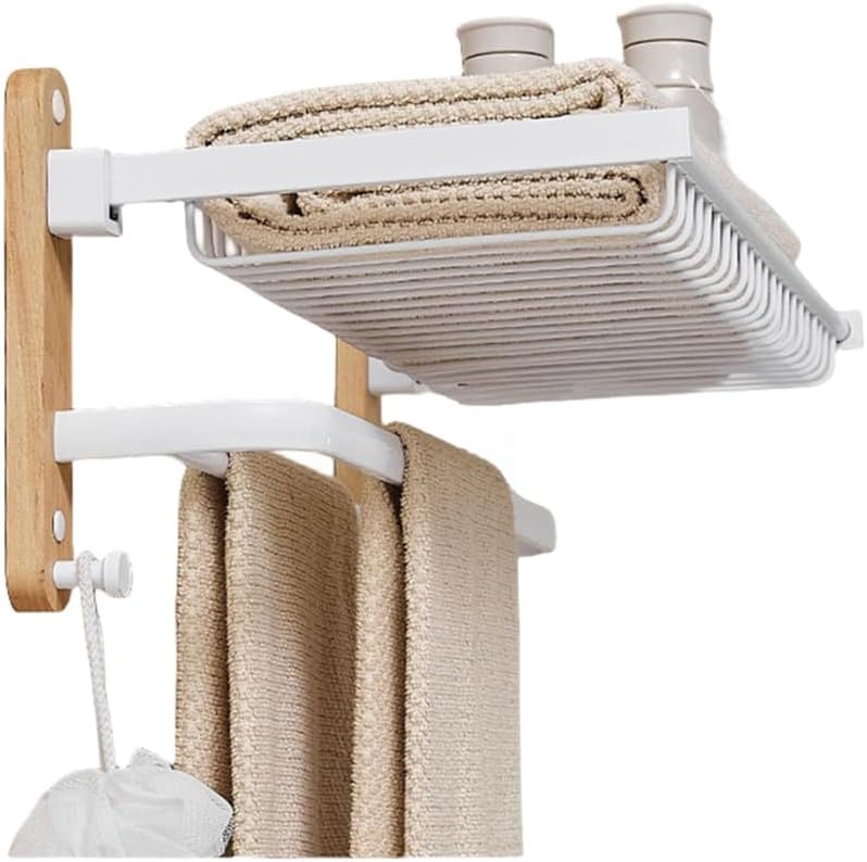 Wooden Bathroom Hardware Sets Towel Ring Rack Paper Holder Towel Bar Hook Shelf Bathroom Accessories White Kit,Towel Rack 60cm