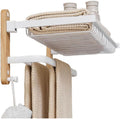 Wooden Bathroom Hardware Sets Towel Ring Rack Paper Holder Towel Bar Hook Shelf Bathroom Accessories White Kit,Towel Rack 60cm