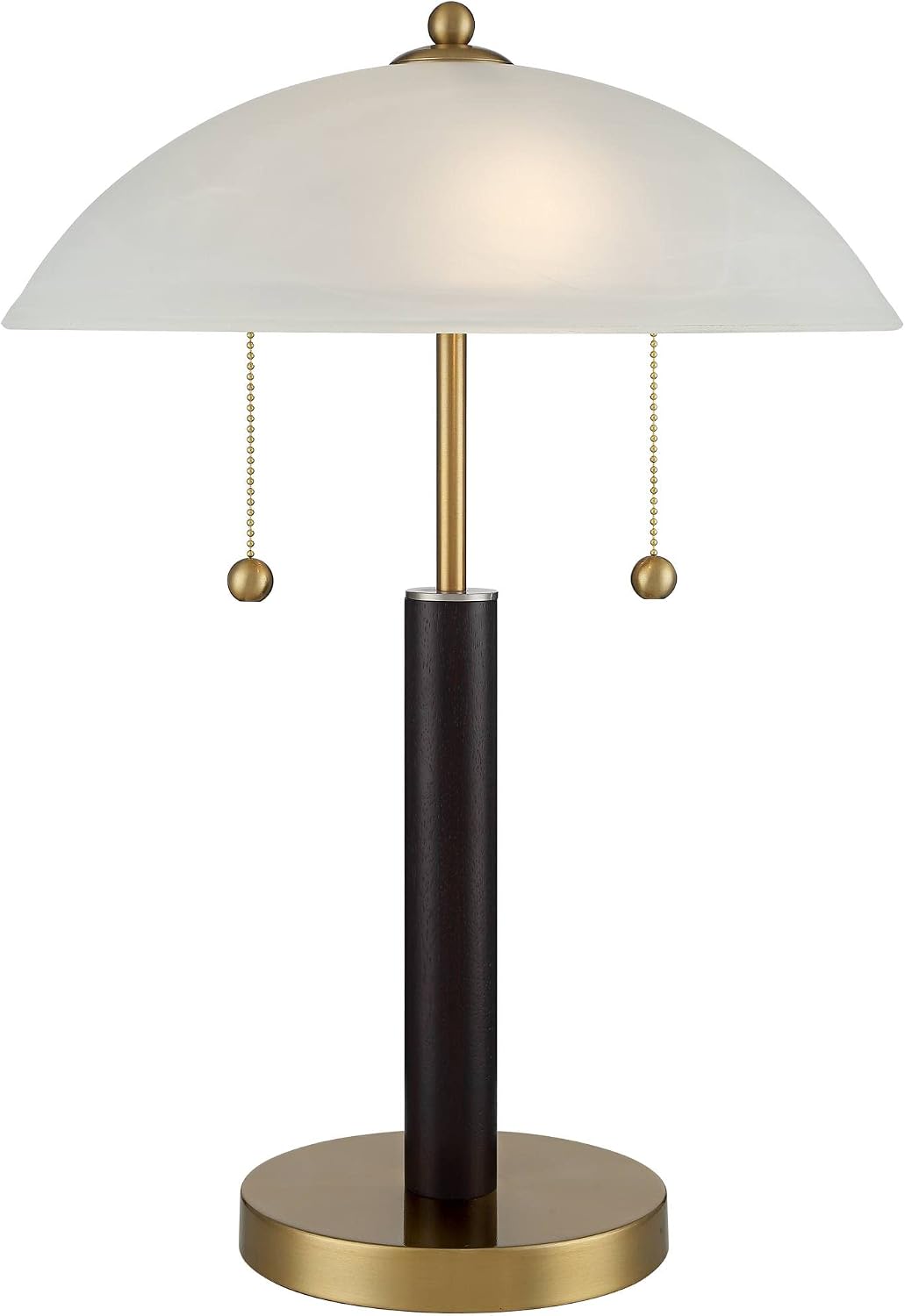 360 Lighting Orbital Mid Century Modern Desk Lamp 19 1/2' High Brown Wood Gold Metal White Frosted Glass Dome Shade for Bedroom Living Room Nightstand Bedside Night Stand Office Kids Room